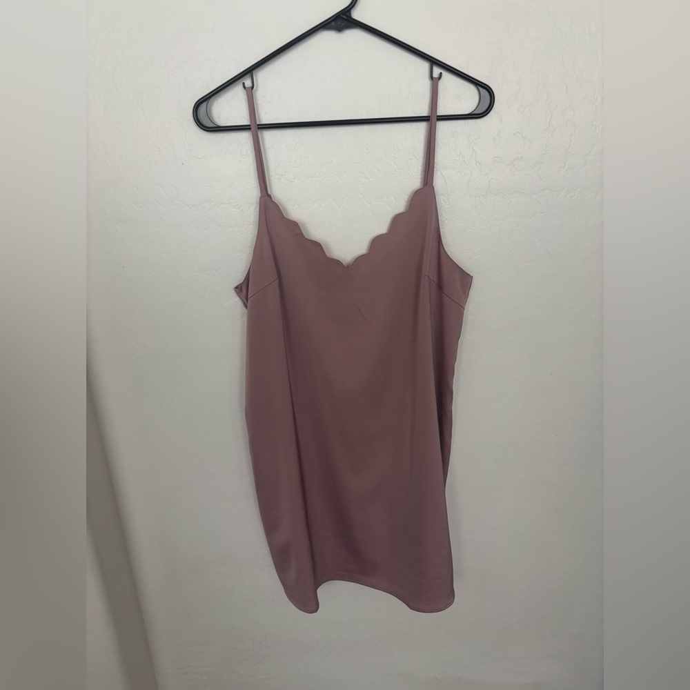 Mod Ref Mauve Slip Dress with Scalloped V-Neck